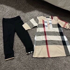 Burberry Kids Dress Set in Black, Beige, and Red